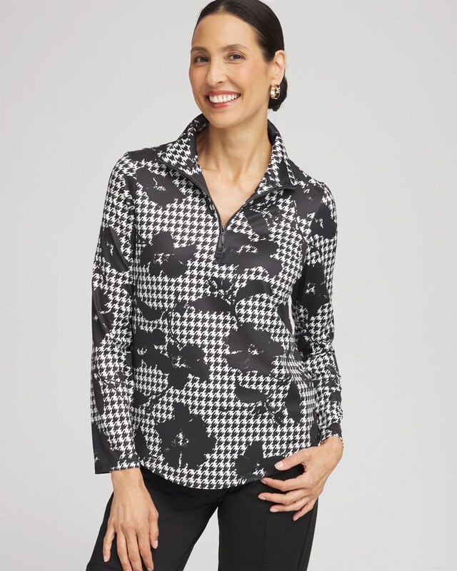 Zenergy UPF Houndstooth Mock Neck Golf Top